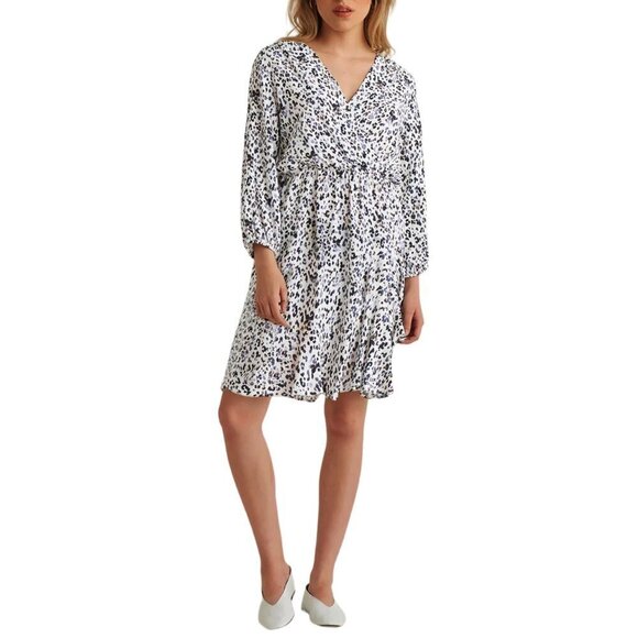 NWT Dex Women's Faux Wrap Leopard Print Mini Dress - Picture 1 of 6